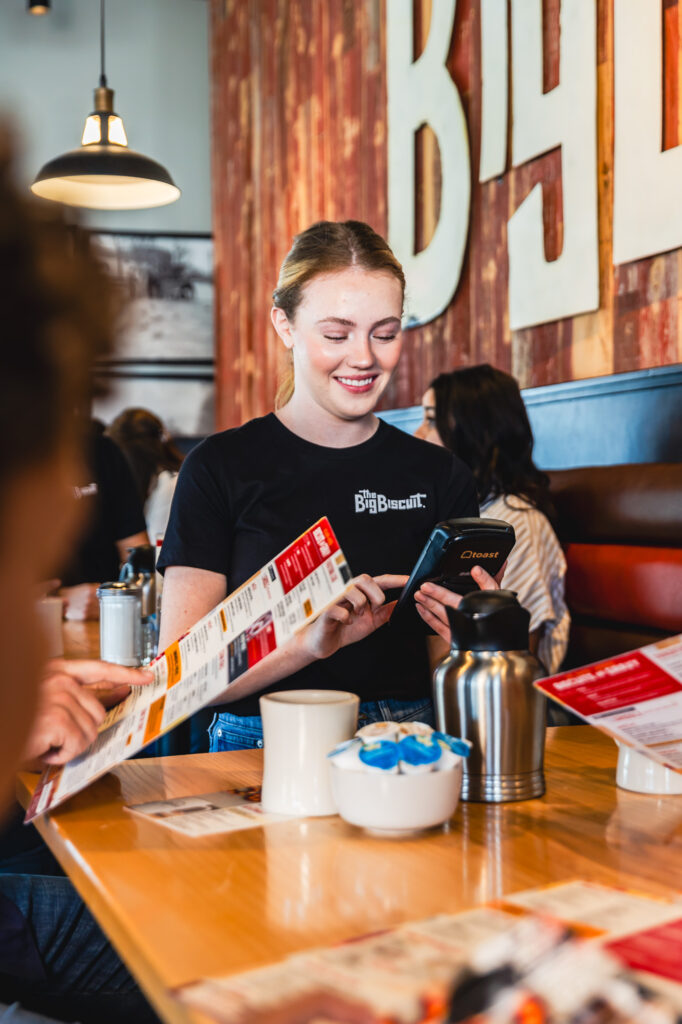 Woman using Toast handheld
